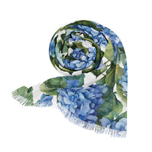 Load image into Gallery viewer, Hydrangea Blue Light Scarf/Wrap
