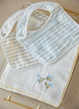 Load image into Gallery viewer, Bees and Stripes Bib and Shawl Blanket Set
