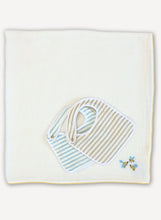 Load image into Gallery viewer, Bees and Stripes Bib and Shawl Blanket Set
