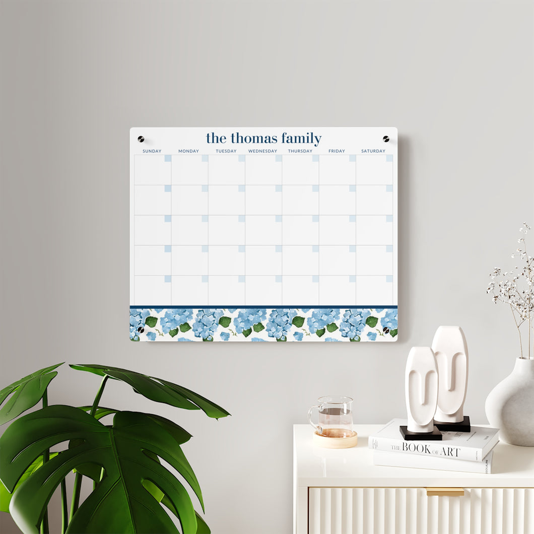 Personalized Acrylic Wall Calendar | Hydrangea