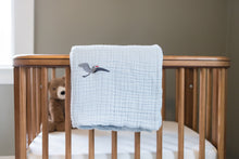 Load image into Gallery viewer, All-Season Organic Muslin Mini Stork Blanket with Monogram Option - Gray Heron
