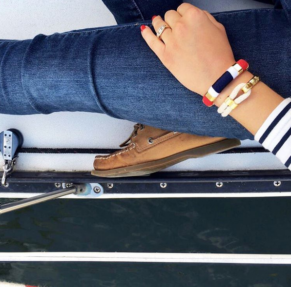 Nautical Navy Blue Red White Gold Patriotic Rope Bracelet