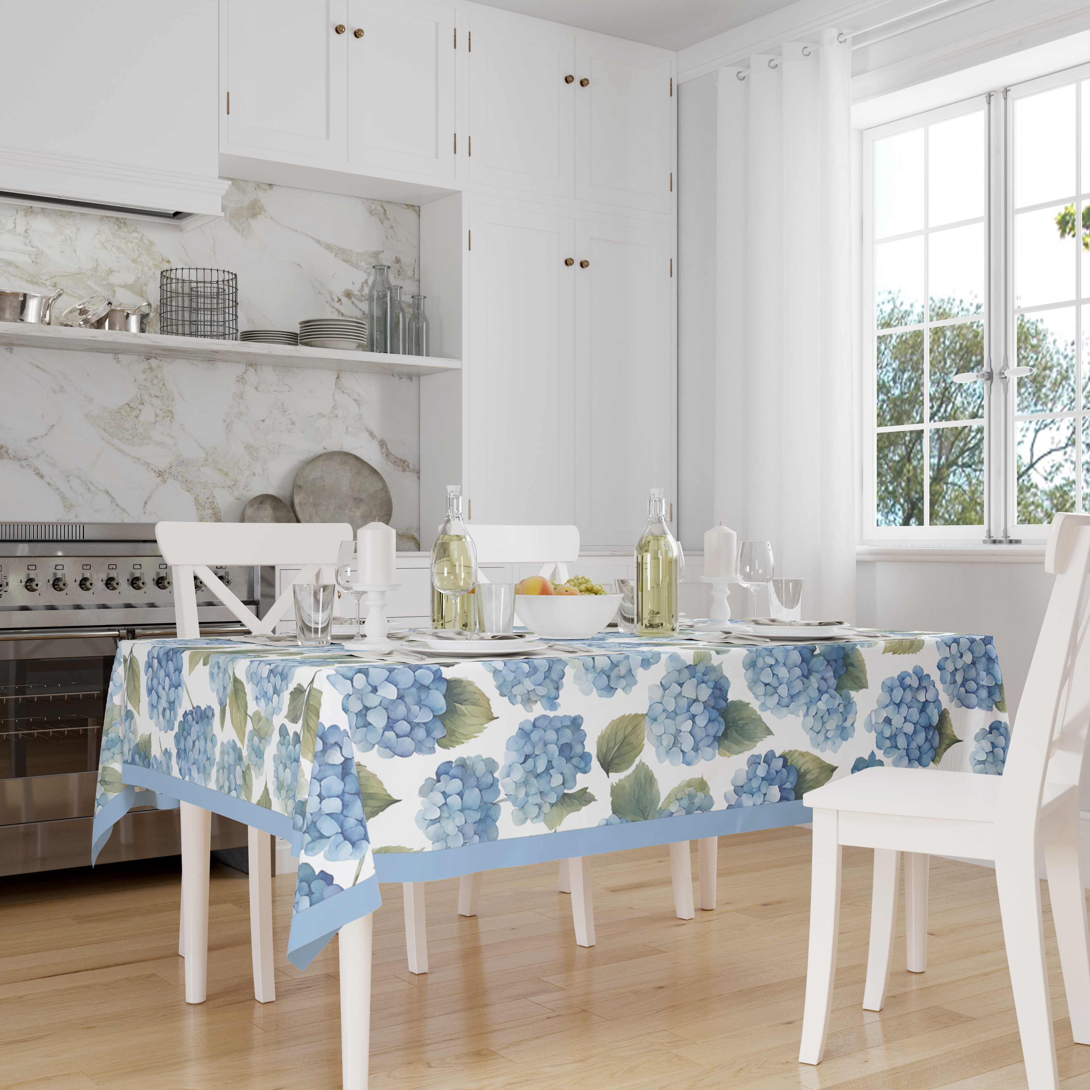 Hydrangea Blue Tablecloth