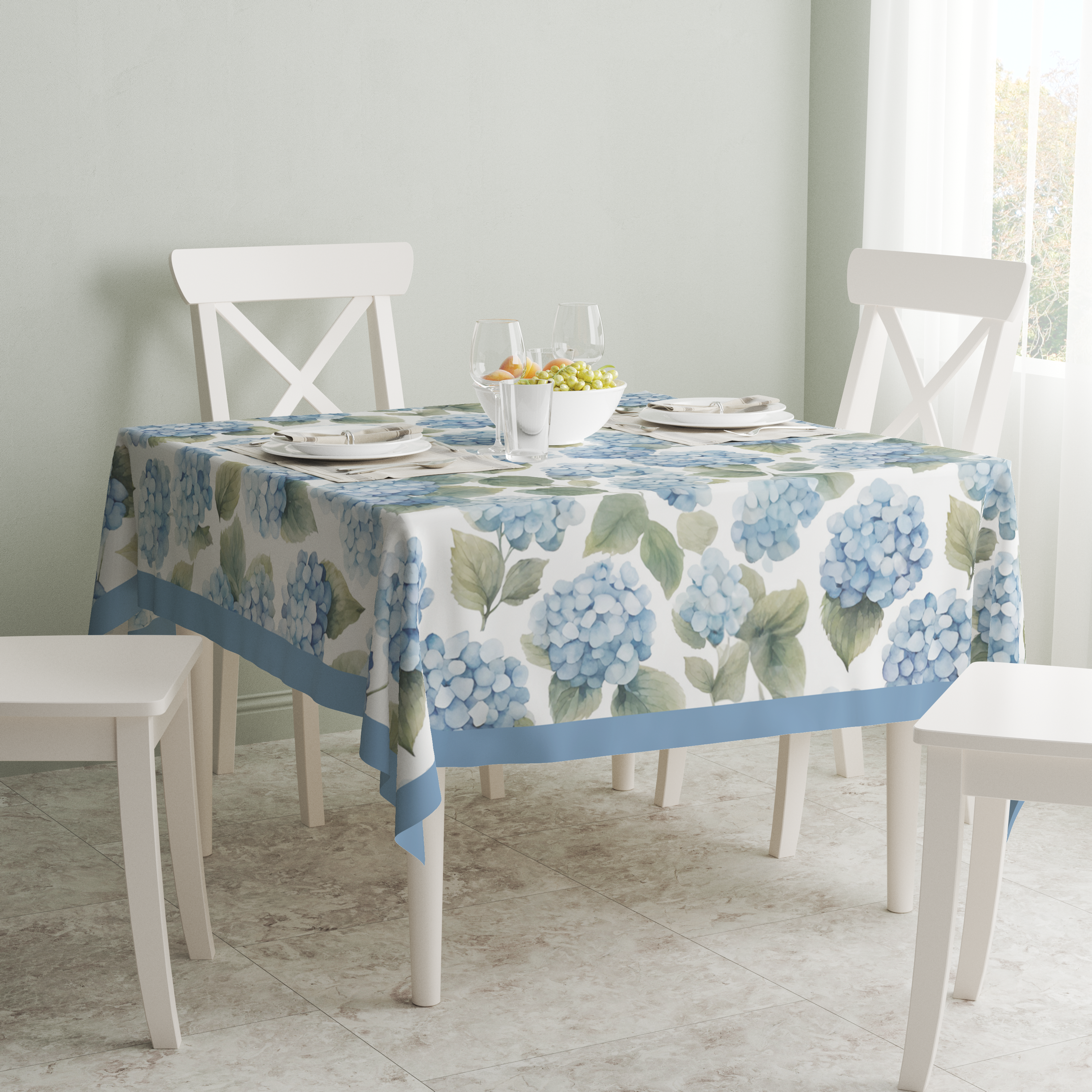 Hydrangea Blue Tablecloth