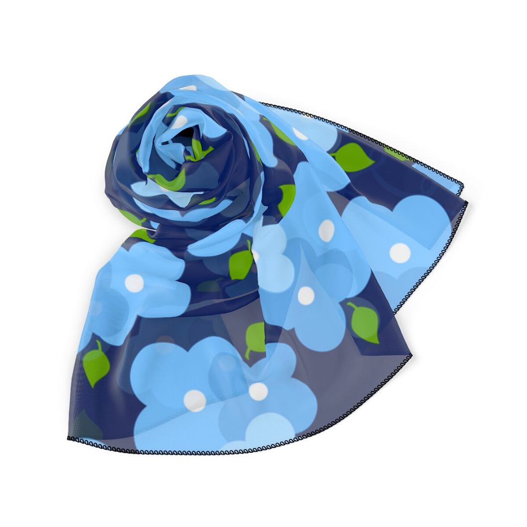 Hydrangea Blue Chiffon Scarf