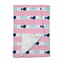 Load image into Gallery viewer, Personalized Baby Blanket | Whales Tale Pink
