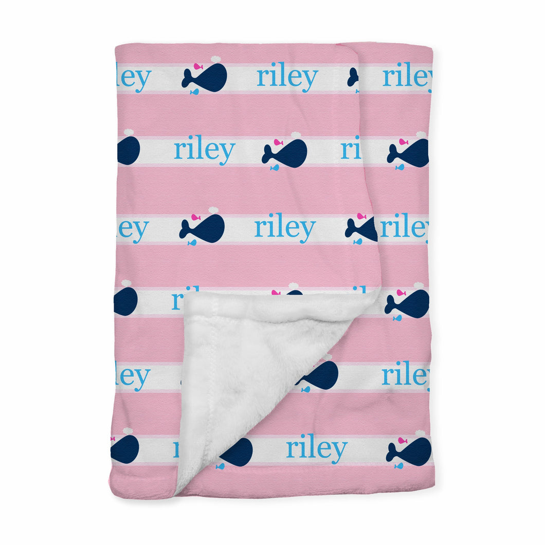 Personalized Baby Blanket | Whales Tale Pink